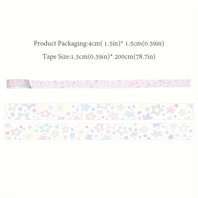 [Paper Star Pattern Decoration Tape] Star Pattern Washi Tape Roll for Planner Decoration, Scrapbooking, and DIY Crafts - Major Material: Paper