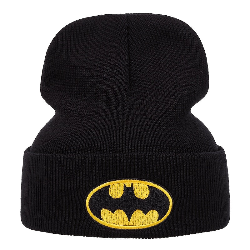 Warner Bros Batman & Superman Officially Licensed Embroidered Knit Hats - Black with Iconic Batman Logo & Superman Emblem, Winter Warmth for Comic Conventions, Outdoor Sports & Casual Attire - Unisex Adult & Youth Sizes (Offi