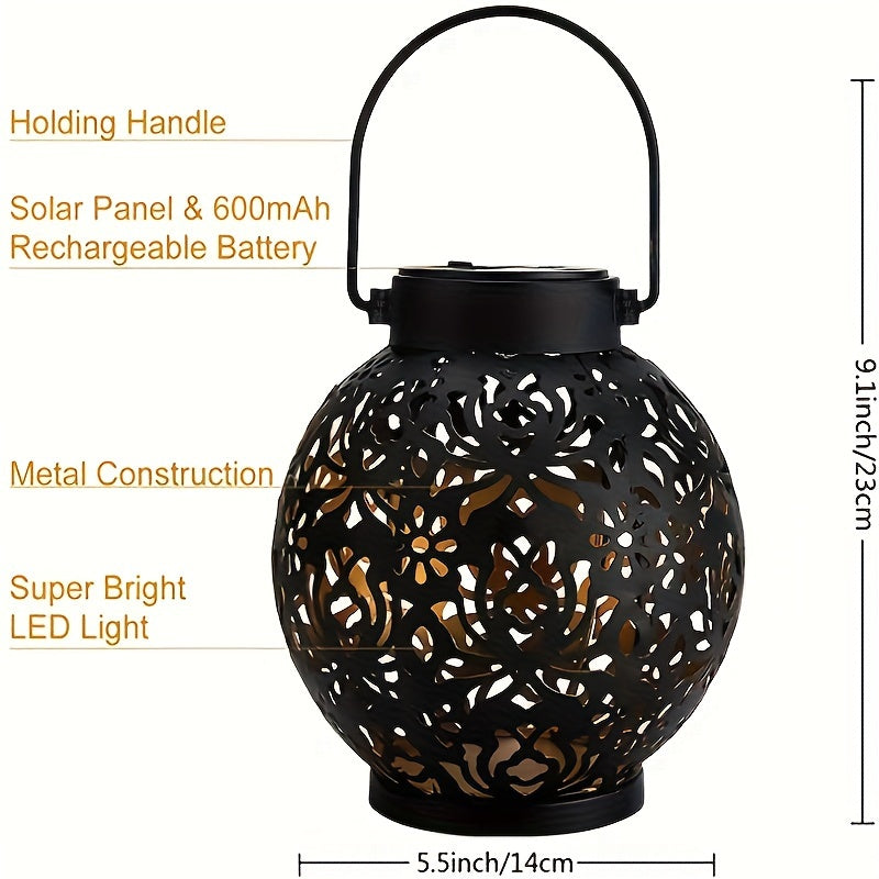 [Solar Powered | LED Lantern] Solar-Powered LED Lantern Light, 1pc | Outdoor Star Projection, Warm White, Painted Finish | 300mAh Nickel Battery, Removable Photovoltaic Module, No Remote Control, for Garden Patio Pathway Deco
