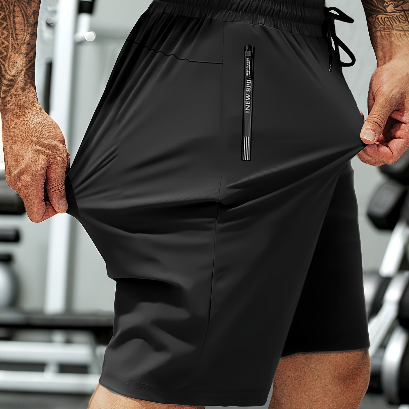 Men's Navy Drawstring Outdoor Shorts with Zippers