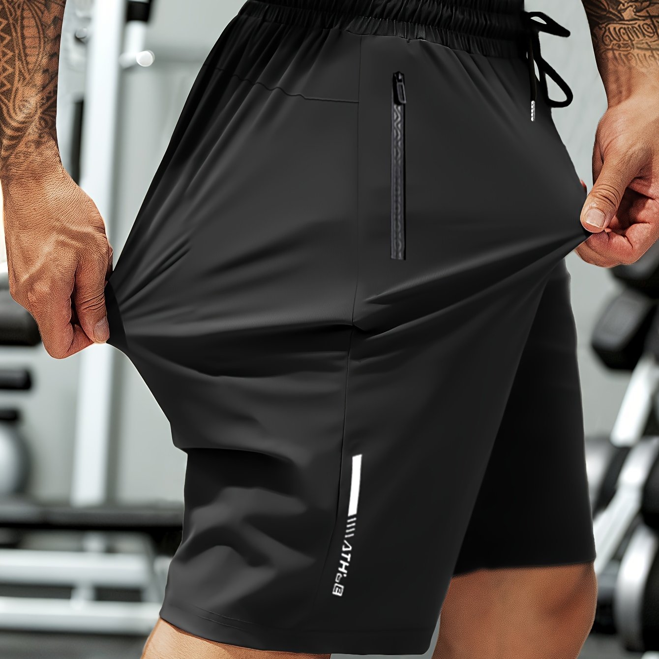 Men's Navy Drawstring Outdoor Shorts with Zippers