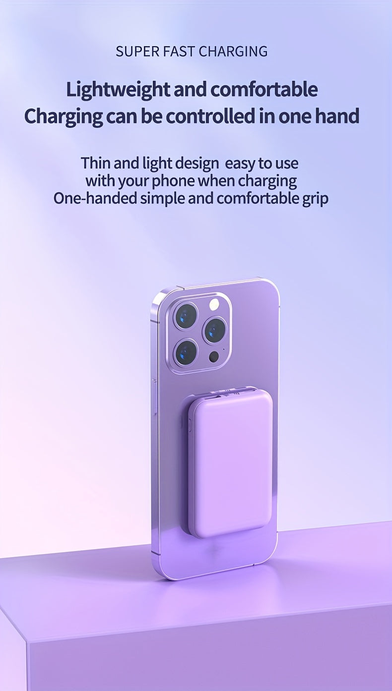 New 5000mAh Magnetic Wireless Power Bank for Apple 15 Pro / 14 Max / 13 / 12 Android Phones with LED Power Display, Portable Charger for Outdoor Travel Emergency Backup Mobile Power Supply, Gift