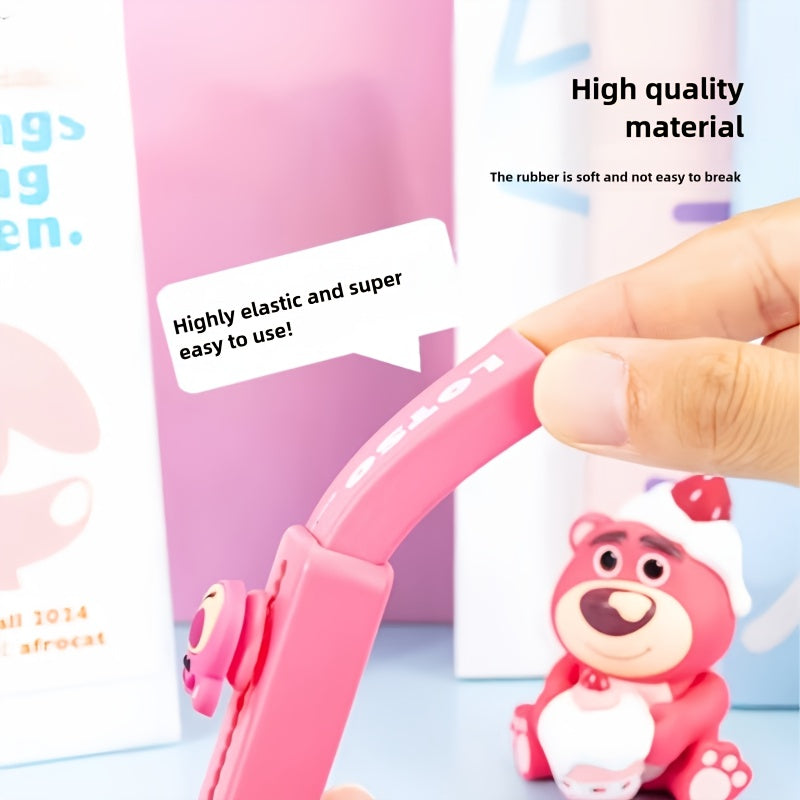 Disney Official! Strawberry Bear Stitch Pattern Eraser Soft Material Leaves No Marks on Paper