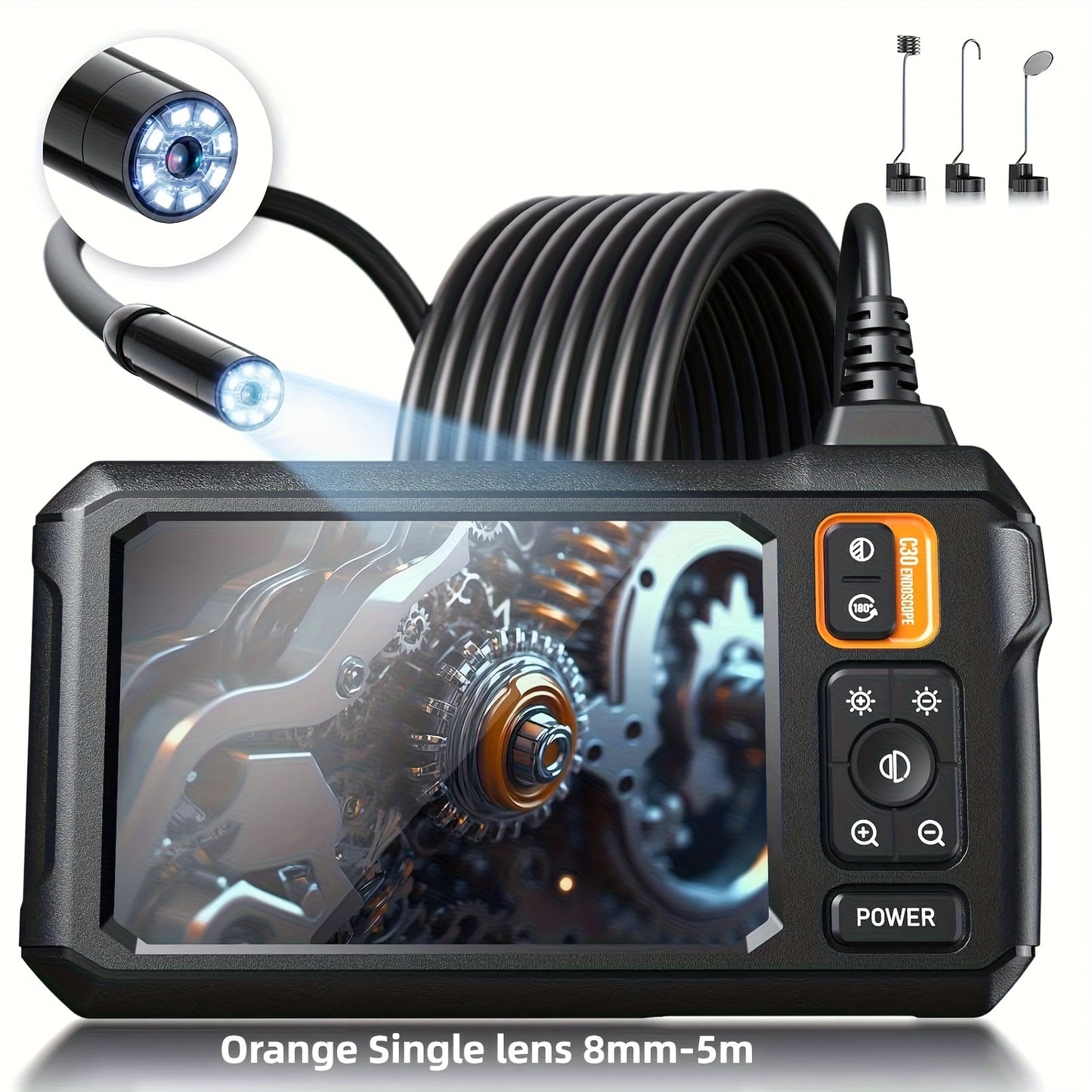 4.3in LCD Screen Industrial Endoscope 8mm Dual/ Single Lens, Endoscope Camera, Auto Repair Plumbing House Auxiliary,