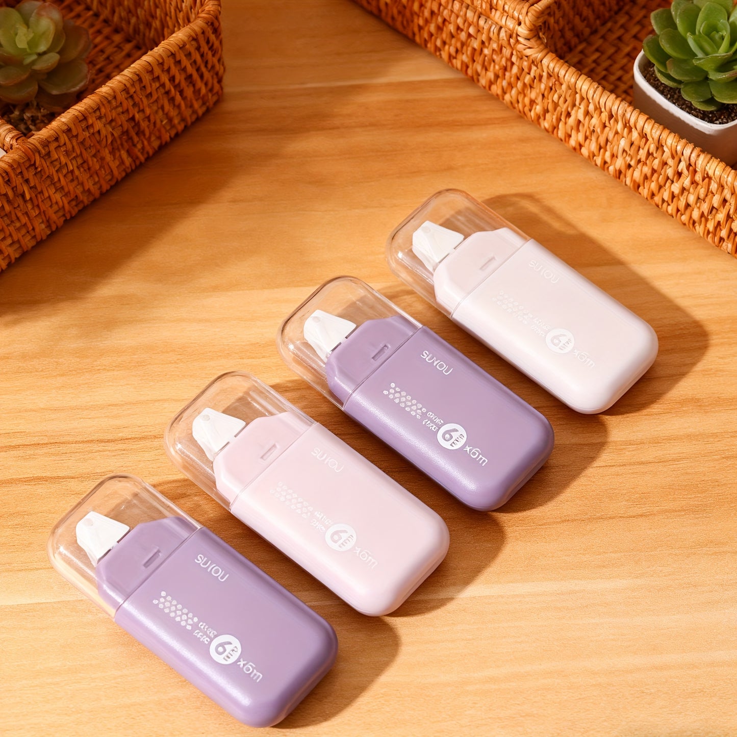 6 Tubes/6 Roll Set (4 Color Variants) All-in-One Double-Sided Glue Stick/Adhesive Tape Kit.