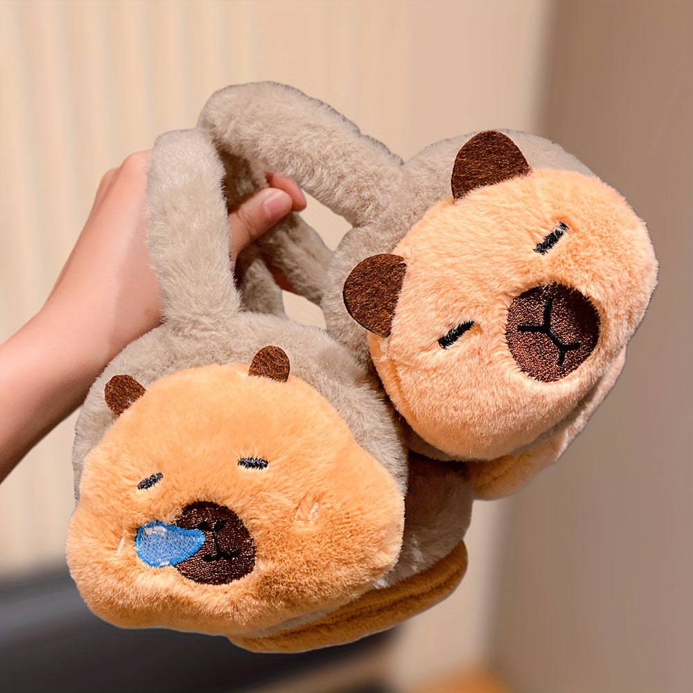 1 Multi-Color Capybara Design Ear Muffs with 3 Different Expressions