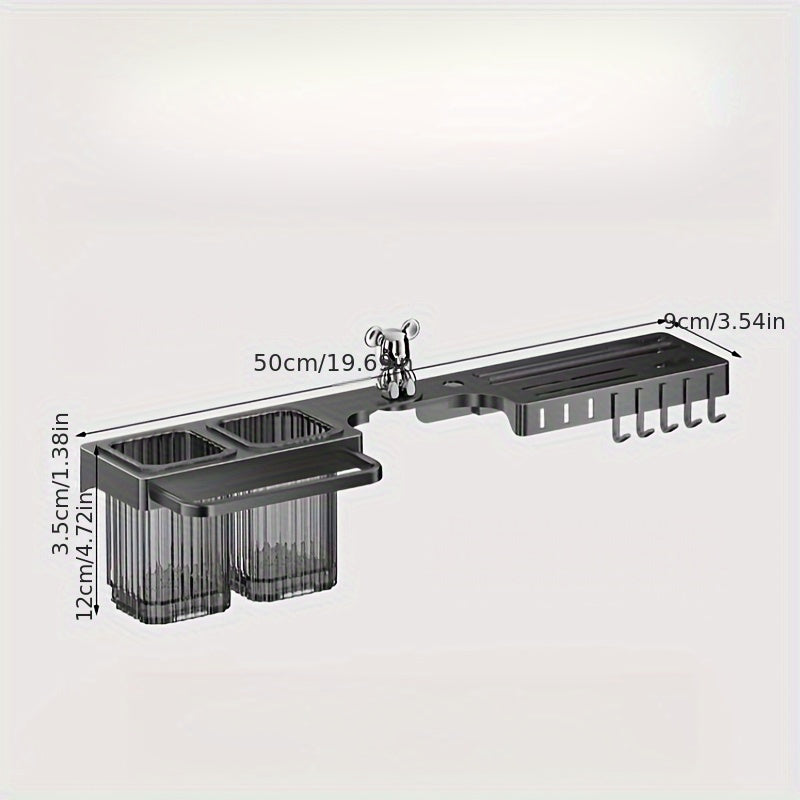 Made of Durable Plastic, Foldable Rotating Knife Rack Wall-Mounted - Space-Saving Kitchen Organizer Suitable for Modern Home or Commercial Use, Kitchen Accessories with Towel Bar and Drain Cup