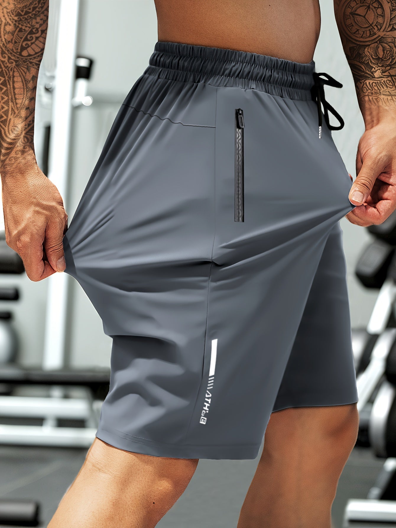 Men's Navy Drawstring Outdoor Shorts with Zippers