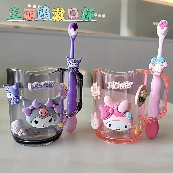 theme plastic toothbrush and rinse cup, durable and easy to clean, very suitable for home and dormitory, bathroom accessories | fun design | durable structure.