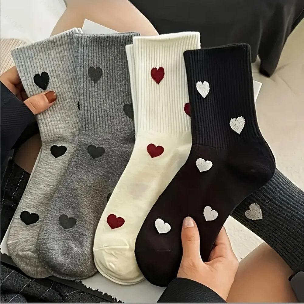 5-Pack Women's Heart-Print Thermal Winter Socks