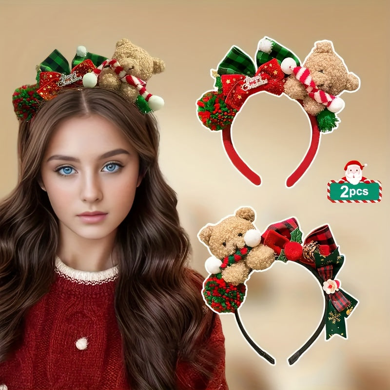 1pc Women'S Christmas Teddy Bear Bow Hairband