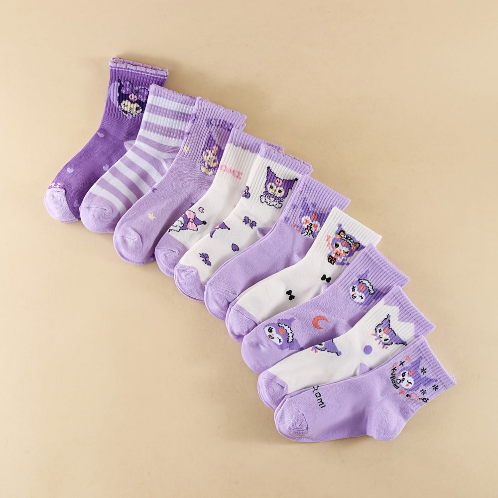 10 Pairs Sanrio for kuromi Girls' Crew Socks