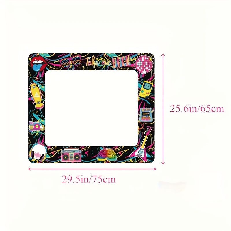 [Neon Party Frame] Vibrant Neon 1pc Retro 90s Disco Party Photo Booth Frame | 29.5x25.6 Inch, "TALK to NICE" Text, Durable Plastic, Fun and Festive Decorations, Inflatable Selfie Props for Birthdays, Bachelorette, Weddings, a
