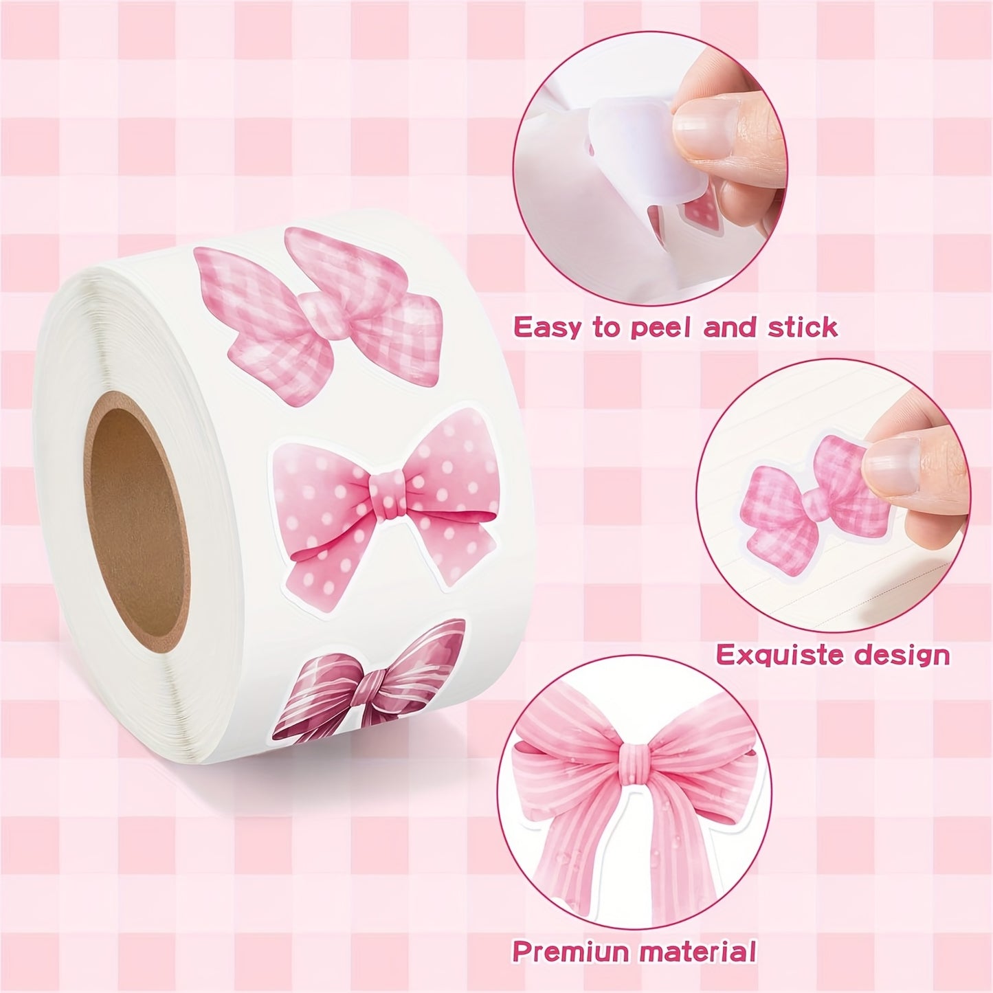 500 Stickers Per Roll, Pink Shaped Self-Adhesive Paper with 16 Design Options, Perfect for Lively Girls' Aesthetics, Suitable for Gifts, Notebooks, Laptops, Bottles, Scrapbooking, Luggage, Envelopes, And DIY Decorations, Made