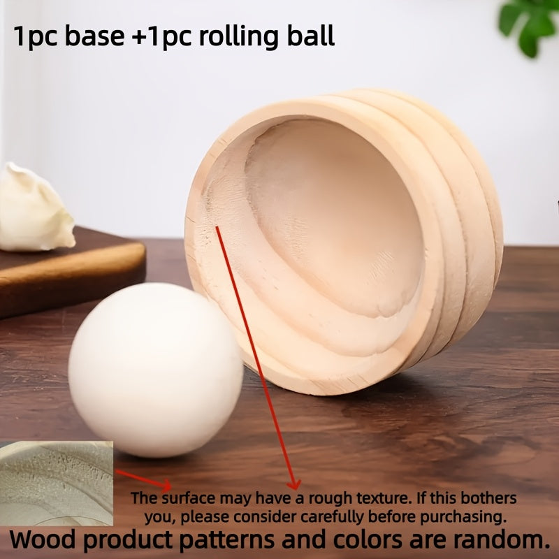 1pc Wooden Dumpling Maker with Rolling Ball - Manual Kitchen Tool for Perfectly Round Dumplings, No Electricity Needed.