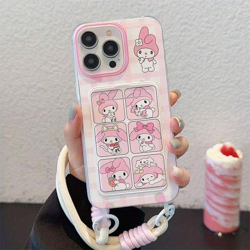 Authorized Sanrio, a Cute Phone Case with a Strap Featuring for cinnamoroll And Melody, Suitable for Iphone 16, 16 Pro Max, 13, 14, 15, 15 Pro, 15 Pro Max, 16 Pro, XS Max, And XR. It'S a Soft, Transparent, Full-Protection Cas
