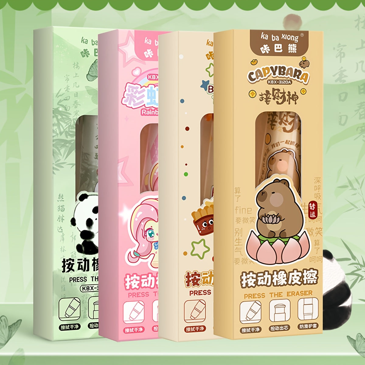 [1pc Cartoon Pattern Eraser] Creative Cartoon Pattern Push-Type Erasers, Clean & Mark-Free, Low-Shedding, with Sponge Sleeve for Comfortable Grip, Made of Other Rubber Materials