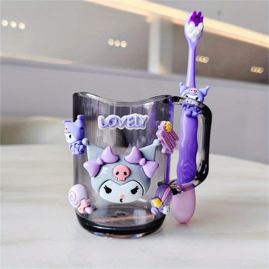 theme plastic toothbrush and rinse cup, durable and easy to clean, very suitable for home and dormitory, bathroom accessories | fun design | durable structure.