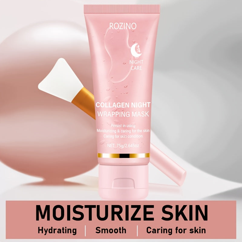 ROZINO Collagen Night Care Mask - Intensive Firming & Hydrating Sleep Mask with Aloe Vera, Vitamin C & E - Moisturizes & Smooths Skin, Anti-Dryness Design for All Skin Types, Mask for Nighttime Use