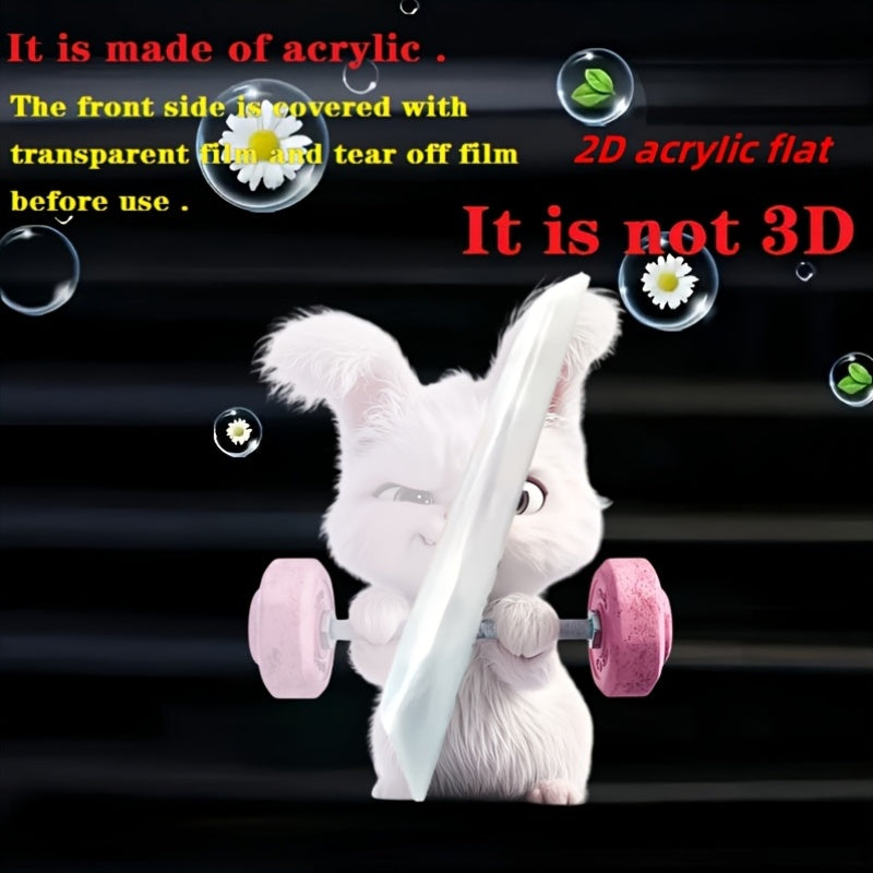 2D Flat] Weightlifting Rabbit Pattern Car Air Vent Clip Decoration, Scented Car Interior, Acrylic Luxury Cartoon Decoration Gift, Fashionable Car Interior Accessories, Clip-on Air Freshener, Scent Dispersion, Long-lasting Sce