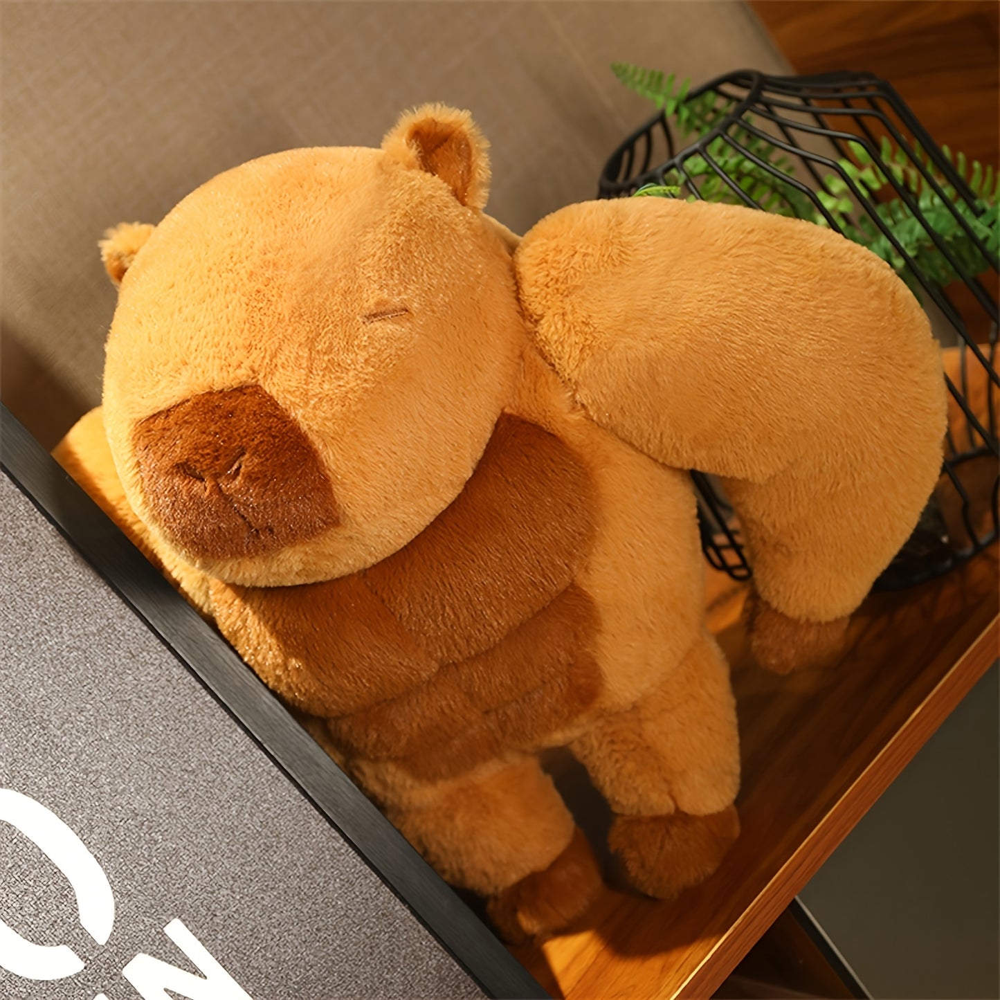Soft Cuddly Dark Brown Polyester Fiber Plush Pillow - Cute Capybara Kawaii Plush Toy Animal - Birthday Gift