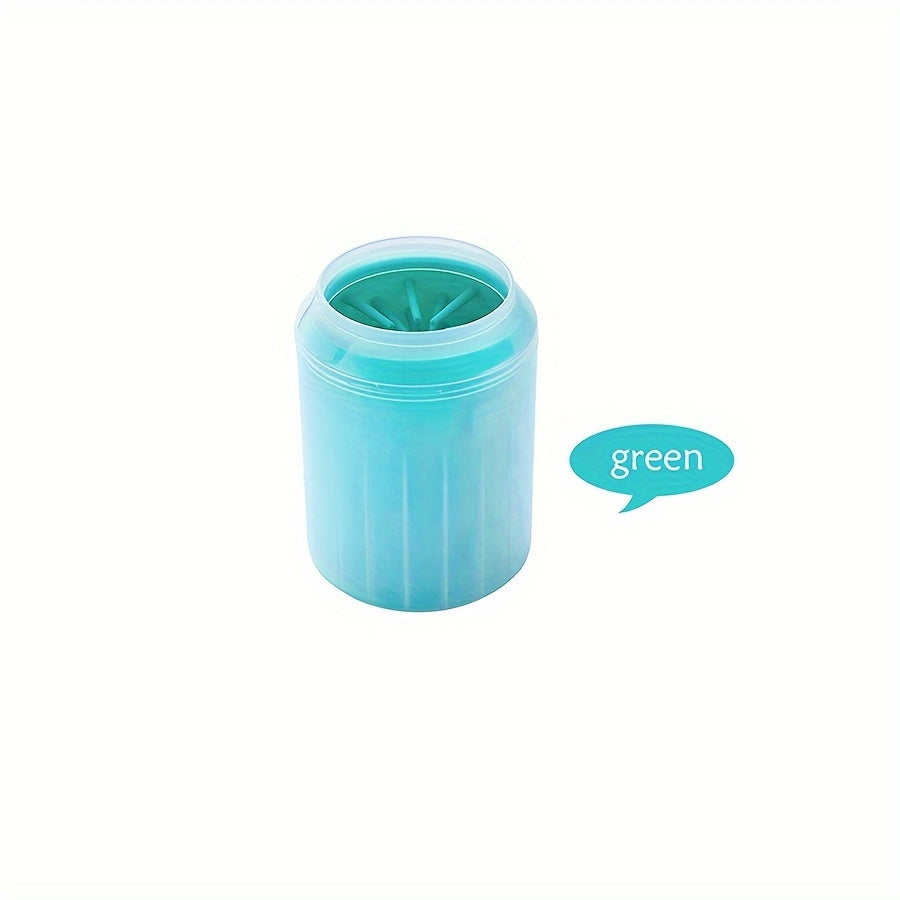 Blue & Yellow Automatic Pet Foot Washing Cup - Soft, Comfortable, and Durable Silicone for Easy Dog and Cat Paw Cleaning.