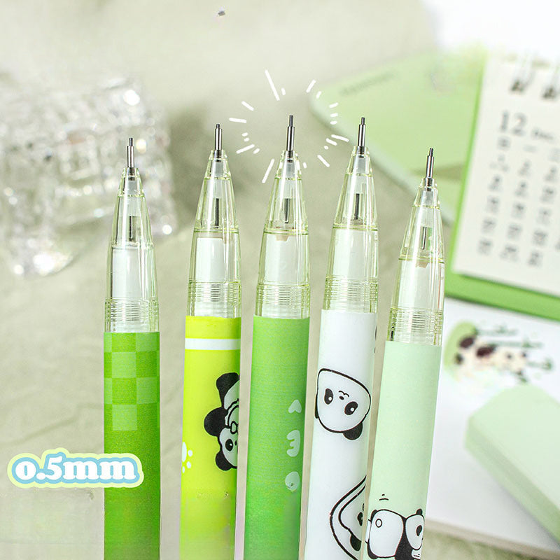 [15pcs Cute Panda Mechanical Pencil] 15pcs Cute Panda Mechanical Pencil Set with Refills & Erasers - 0.5mm Black Ink, Perfect for Writing, Drawing & Sketching, Kawaii, Tubes