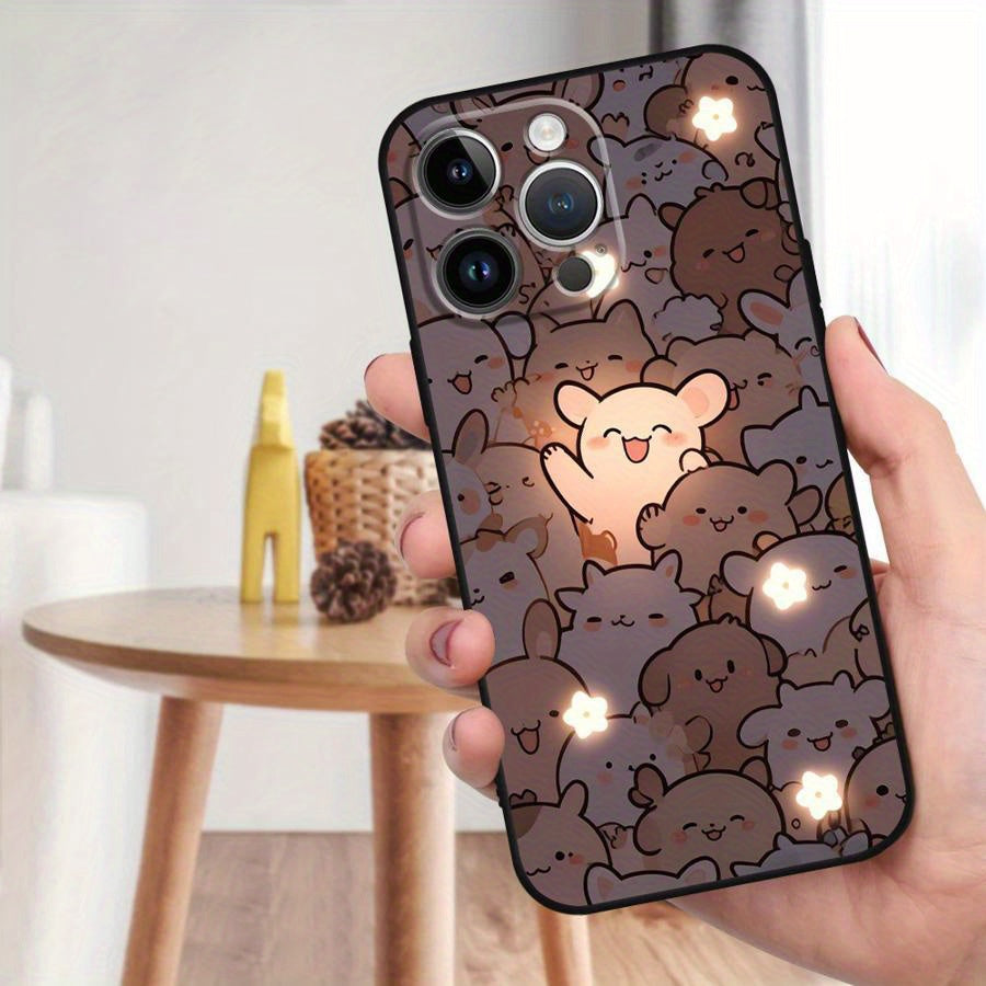 Case for Apple iPhone 16 Pro Max 11 13 15 14 Plus12 Mini Black Soft Shell Phone Cover Cartoon Cute Bear