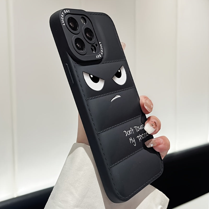 A Soft Rubber Anti-Slip Down Jacket Style Phone Case with Anime Pattern Printing, Suitable for Apple Series 11, 12, 13, 14, 15, 16 Pro Max, Samsung Series A05, A15, A25, A35, A55, S23, S24 Ultra, And Redmi Series 9 Note, 10 N