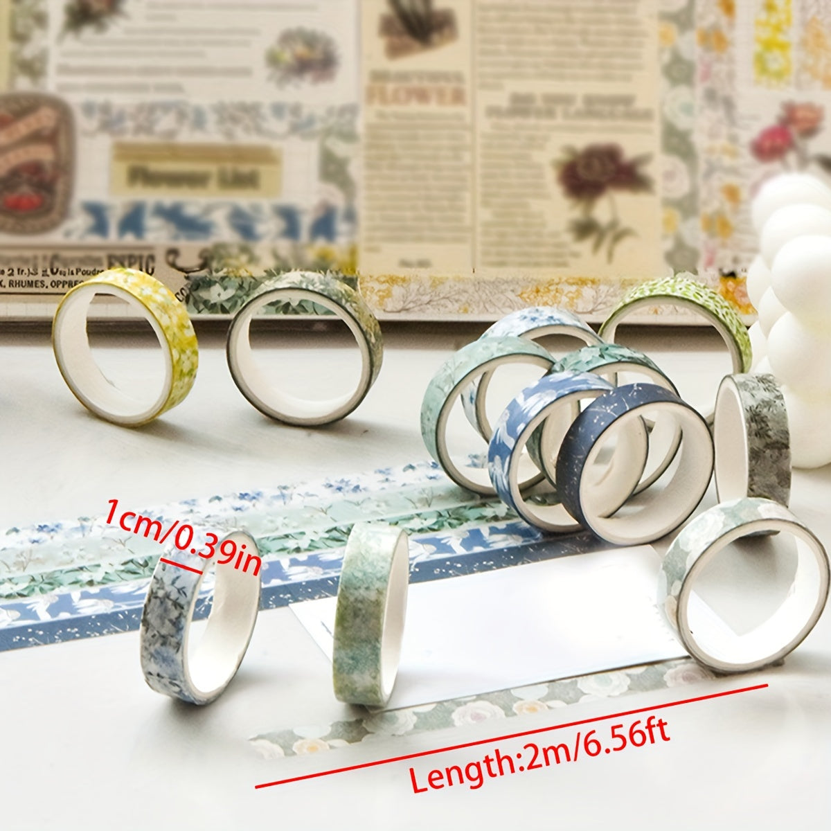 [Traceless Washi Tape] 5 Rolls of Tear-Off Traceless Washi Tape Flower Series - Decorative Sticker Tape for Diaries, Photo Albums, Schedules and Party Decorations