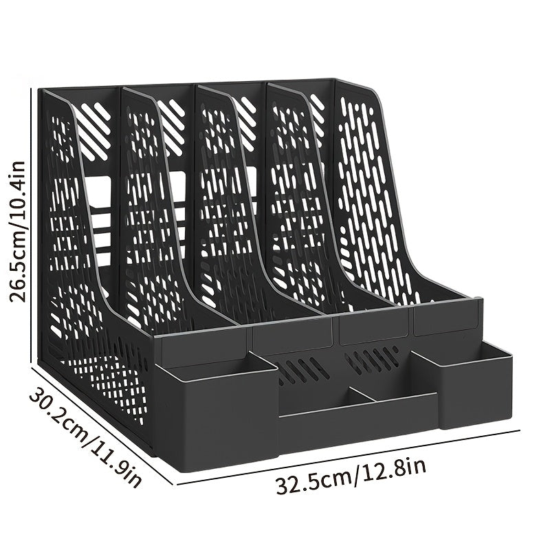 Desktop File Organizer, 4 Compartments, Removable, Space-Saving