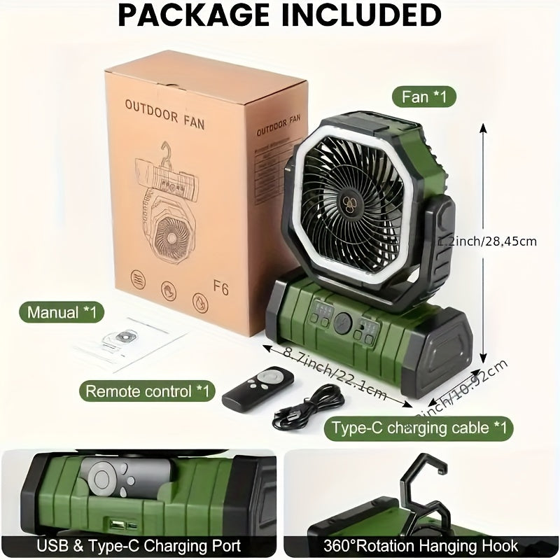 Portable Camping Fan Light – Bright, Rechargeable, Durable Cooling Companion