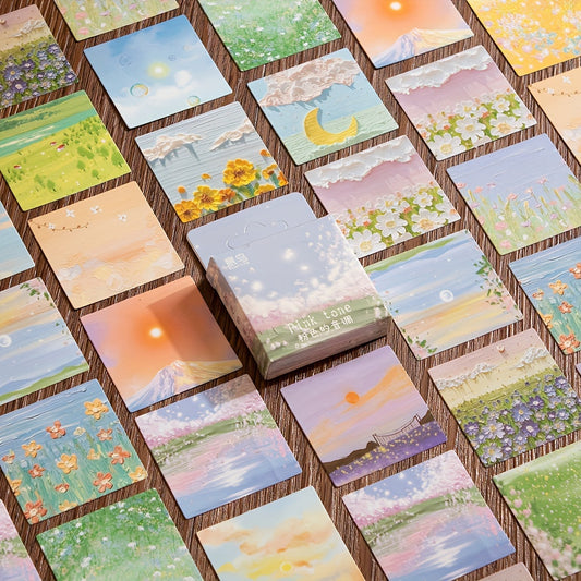 46 Sheets Oil Painting Stickers - Beautiful Scenery Scrapbook Decorative Stickers, Self-Adhesive Square Paper Stickers for DIY Scrapbooking, Bullet Journaling, Junk Journal Crafts, and Photo Album Decor, Diary Decoration | Pa