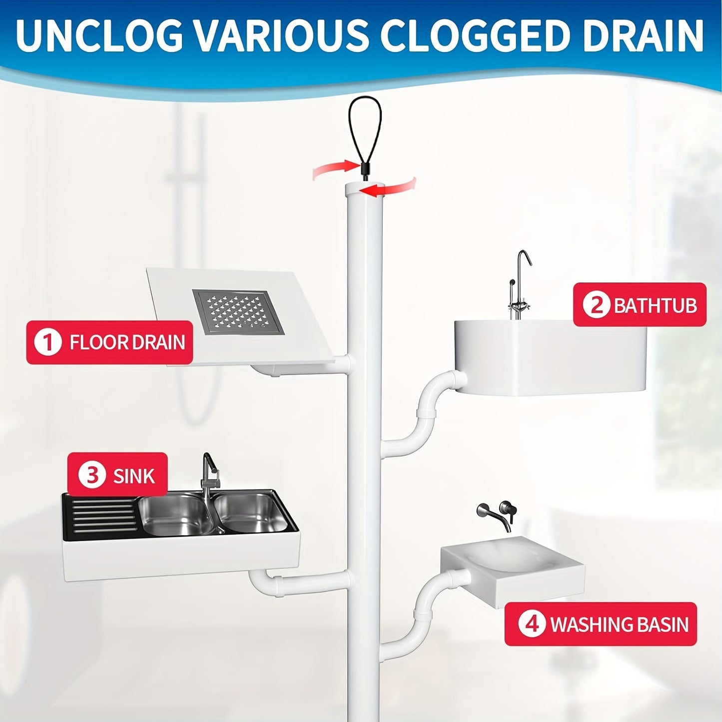 [3pcs Long Stainless Steel Remover] 3pcs Extra Long Stainless Steel Drain Clog Remover Hooks with Nylon Coating - Ideal for Bathroom Sink, Bathtub & Shower Drains