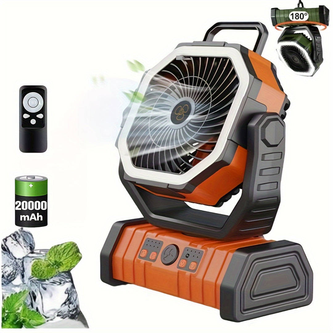 Portable Camping Fan Light – Bright, Rechargeable, Durable Cooling Companion