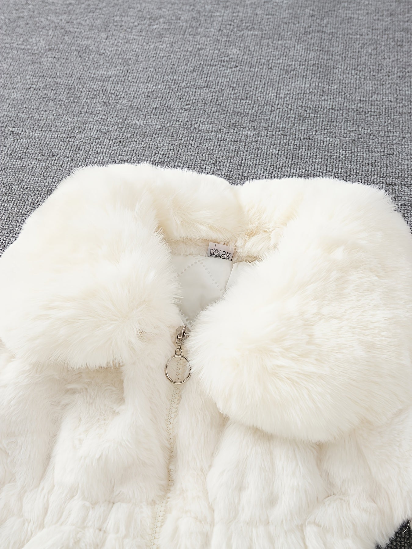 Girls' Winter Coat with Plush Fur-Lined Hood - Thick Fleece-Lined Zipper Front, Flared Hem & Pom-Pom Details, Cute Solid Color Outerwear for Fall/Winter, Cozy Warm Jacket for Cold Weather, Cozy Winter Wear, Playful Design, So