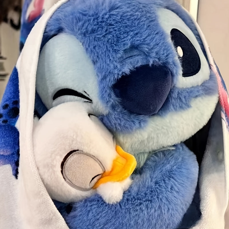 Stitch & Duck Plush Toy - Official Stitch Hugging Duck, Soft Blue Stitch Plush with Expressive Eyes, Birthday & Valentine's Gift.