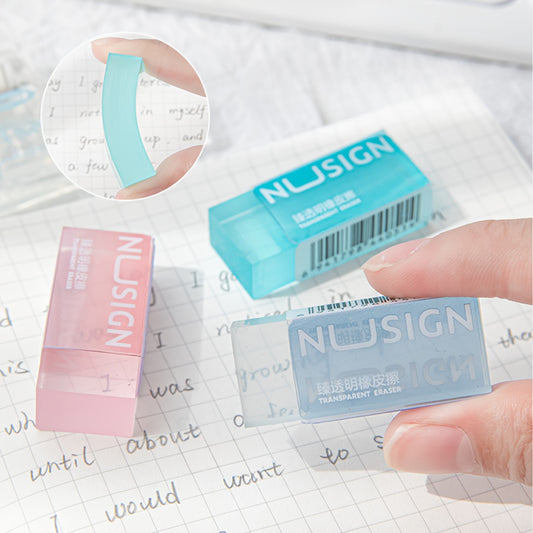 [Cute Eraser] Transparent Visible Design Rectangle Synthetic Rubber Eraser | Deli Lovely, Simple Solid Color, Cute Student School Supplies