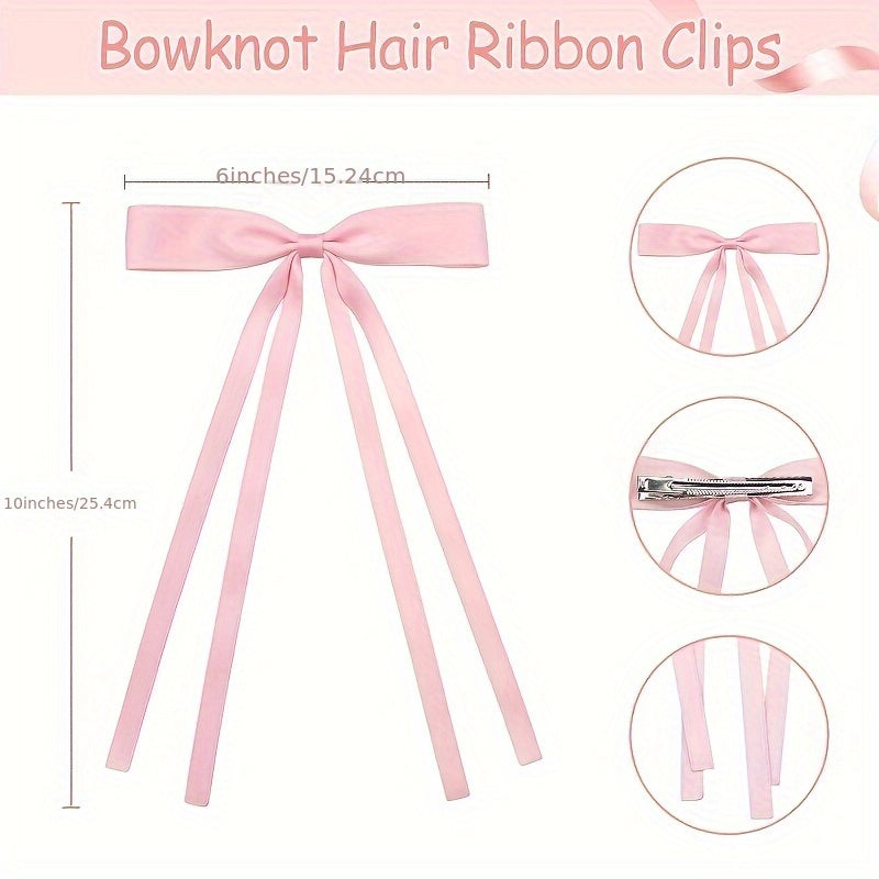 6/12pcs Elegant Satin Ribbon Bow Hair Clips for Women - Coquette Butterfly Hair Clips with Secure Claw, 3 Colors (Red/Black, White/Pink, Blue/White) for Weddings, Parties & Everyday Hairstyles, Cute Hair Clips
