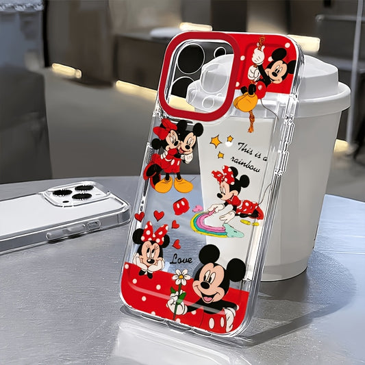 Disney Has Licensed a Transparent Phone Case Featuring a Red Minnie Mouse, Compatible with Iphone 16/15/14/13/12/11/XS/XR/X Plus Pro Max. This Cute And Stylish TPU Case Offers Full Coverage And Makes for an Ideal Gift.