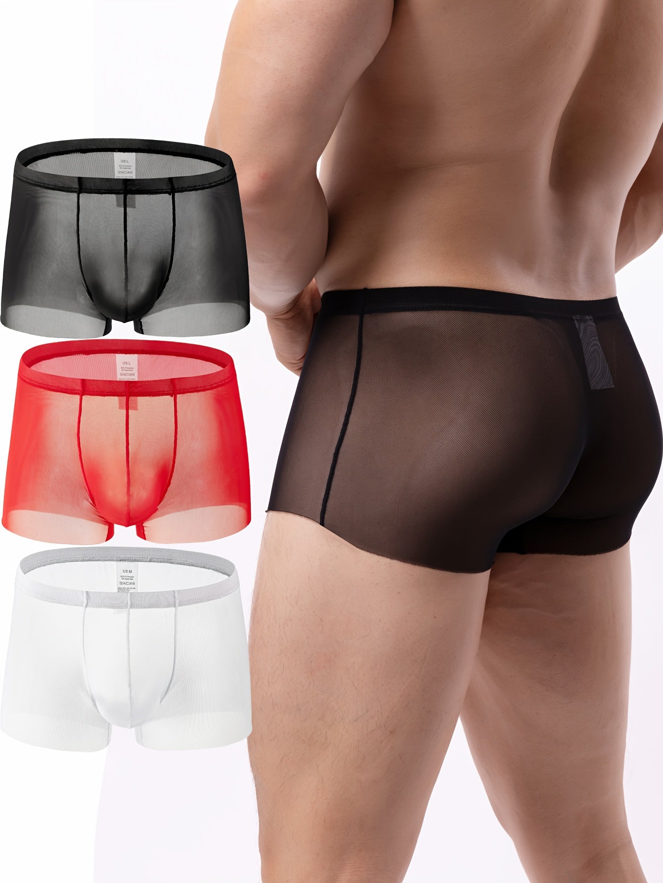 3-Pack Men'S Boxer Briefs - Ultra-Thin Low-Rise Underwear, Breathable Mesh Pants for Gym, Everyday & Formal Wear.