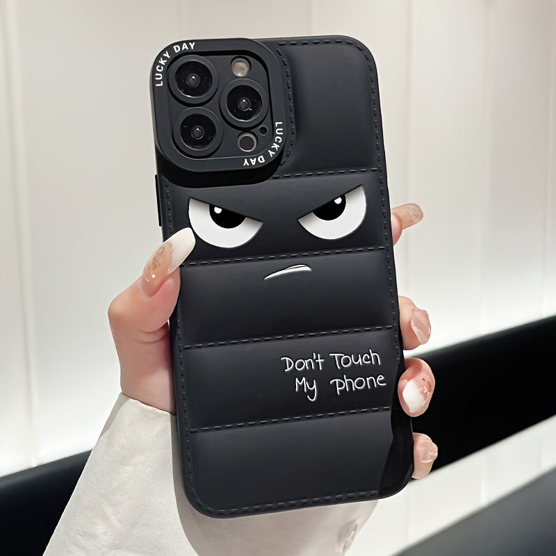 A Soft Rubber Anti-Slip Down Jacket Style Phone Case with Anime Pattern Printing, Suitable for Apple Series 11, 12, 13, 14, 15, 16 Pro Max, Samsung Series A05, A15, A25, A35, A55, S23, S24 Ultra, And Redmi Series 9 Note, 10 N