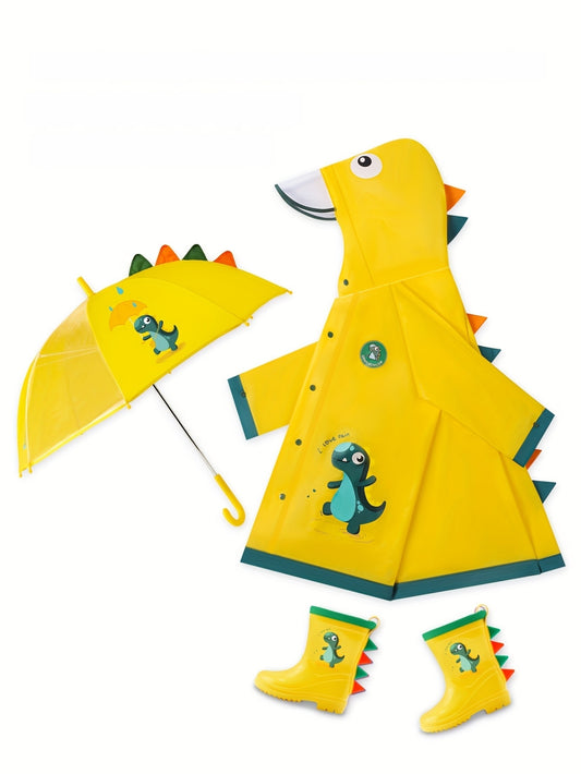 Kids' Soft and Comfortable Outdoor Thickened Raincoat for Boys and Girls -6 Years, Cute EVA Lightweight Rain Cape with 3D Tail Spikes