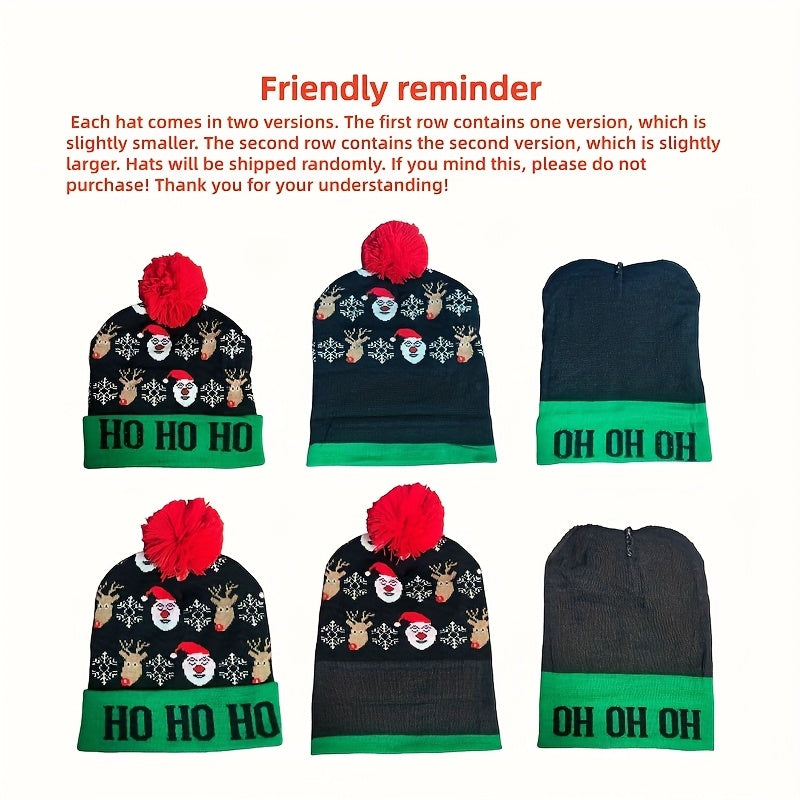 1pc Cartoon Jacquard Double-Layer Knitted Hat