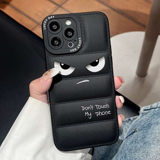 A Soft Rubber Anti-Slip Down Jacket Style Phone Case with Anime Pattern Printing, Suitable for Apple Series 11, 12, 13, 14, 15, 16 Pro Max, Samsung Series A05, A15, A25, A35, A55, S23, S24 Ultra, And Redmi Series 9 Note, 10 N