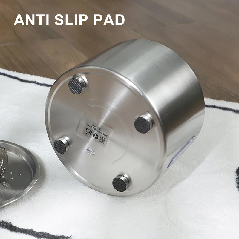 84oz/2.5L Stainless Steel Automatic Cat Water Fountain Auto Power-off Fountain with LED Light Non-slip Mat Dog Water Dispenser