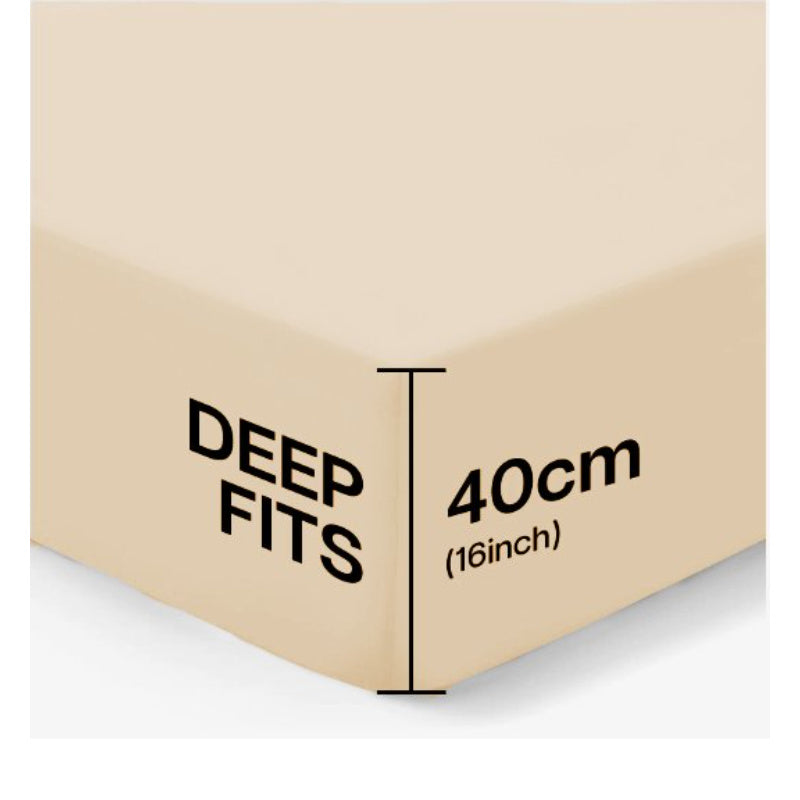 4B 40CM Extra Deep Fitted Sheets with All Around Elastic, Secure Fit for Thick & Pillow Top Mattresses,