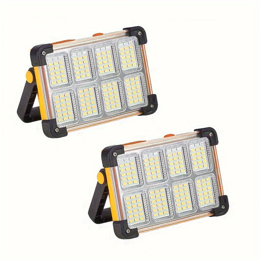 144 LED Ultra-Bright Solar & USB Rechargeable Portable Floodlight | 3600mAh Battery, Emergency Work Light for Power Outages, Camping & Fishing | Floor Standing Design with Adjustable Bracket, Dur