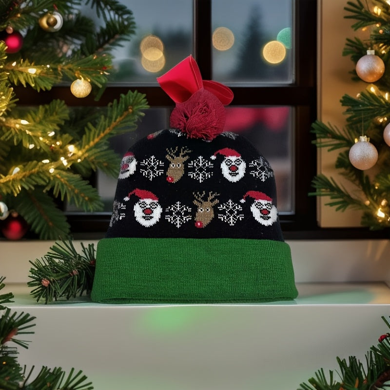 1pc Cartoon Jacquard Double-Layer Knitted Hat