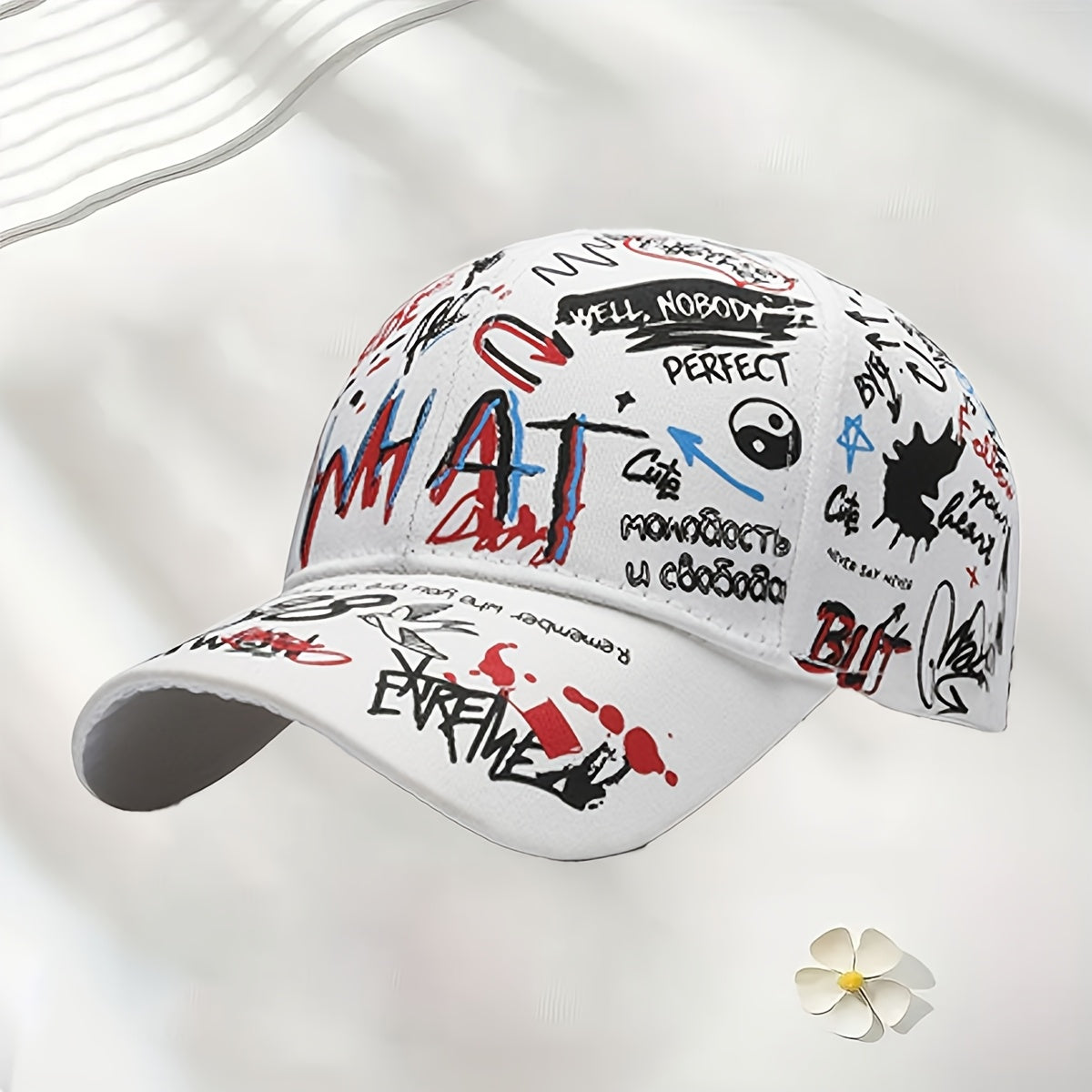 Black Baseball Cap with "WHAT" Design - Lightweight, Polyester, Adjustable Snapback, Ideal for Spring & Summer, Everyday Headgear | Adjustable Headgear | Lightweight Cap